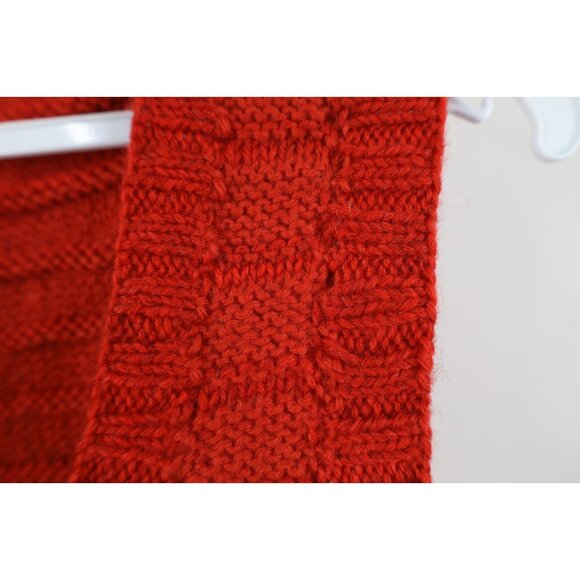 Vintage 60s Streetwear Womens Small Hand Crochet Open Front Sweater Vest Red - Picture 4 of 10